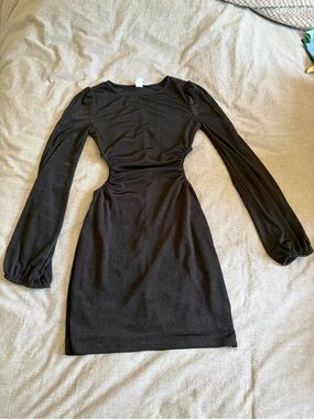 Simons Black Long Sleeve Cutout Bodycon Dress